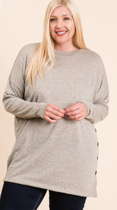 Long Sleeve Crewneck Sweater-Plus Size