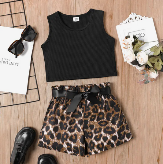 2 pc Leopard Short Set