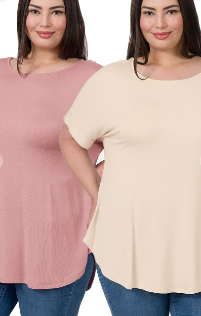 Pink round neck top (Plus Size )