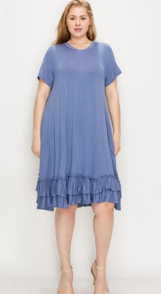 T-shirt Ruffle Dress-Plus Size