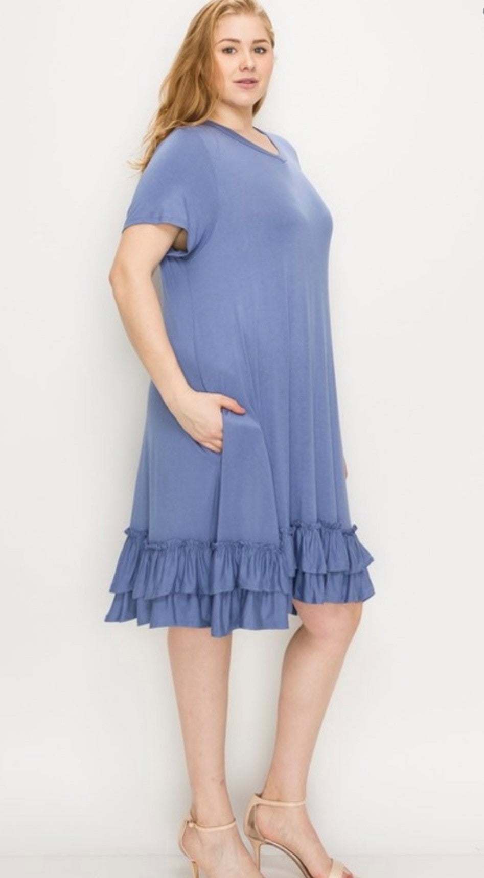 T-shirt Ruffle Dress-Plus Size