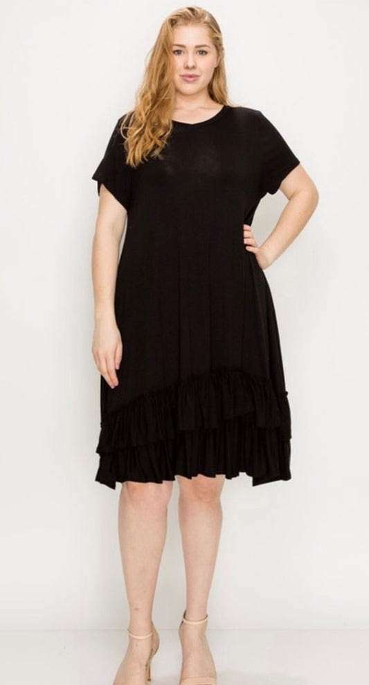 T-shirt Ruffle Dress-Plus Size