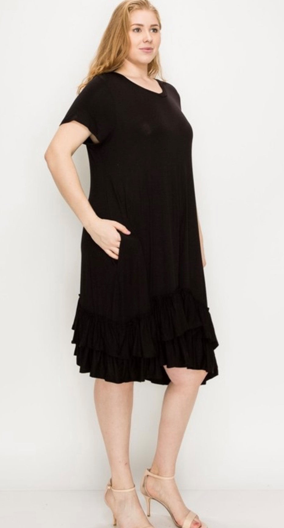 T-shirt Ruffle Dress-Plus Size