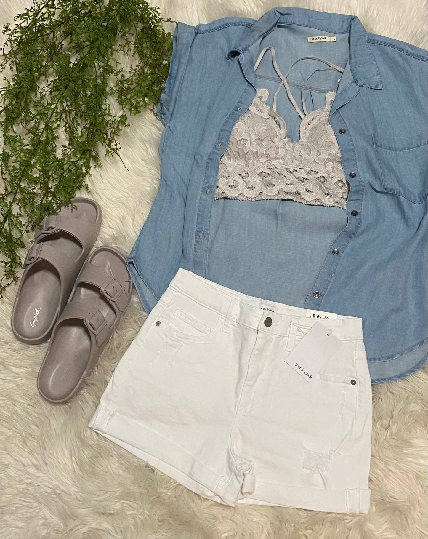 Denim Short Sleeve Top